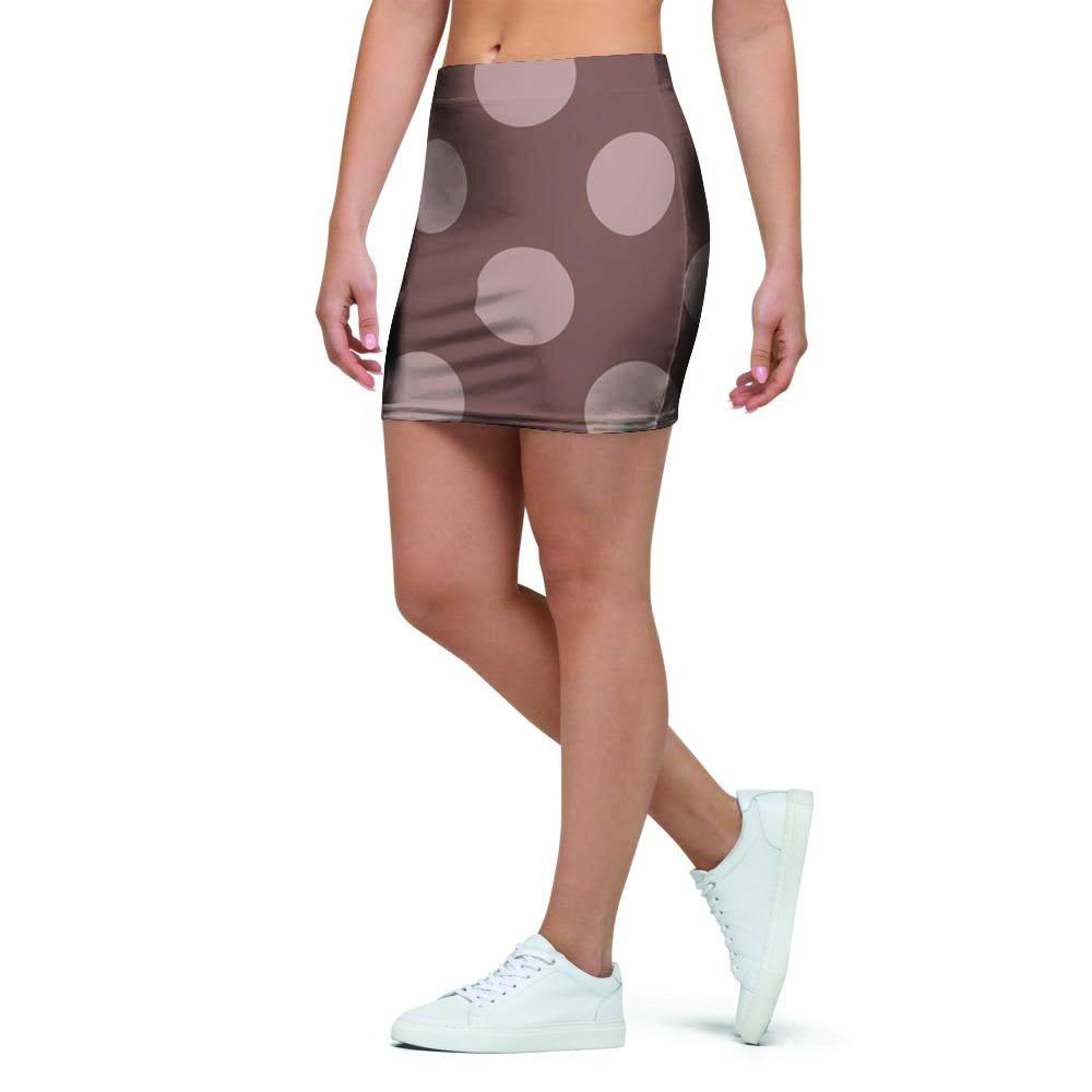 Brown And Tan Polka Dot Mini Skirt-grizzshop