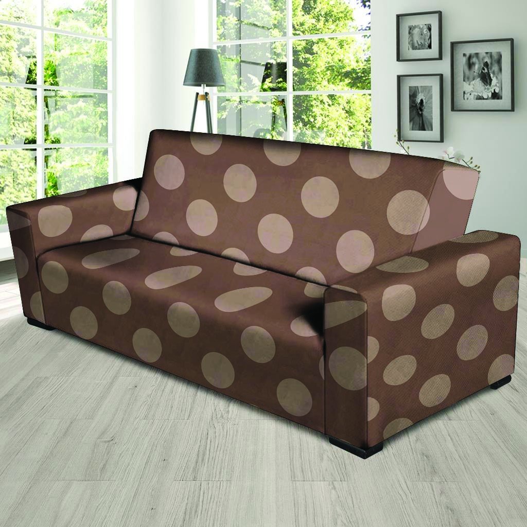 Brown And Tan Polka Dot Sofa Cover-grizzshop