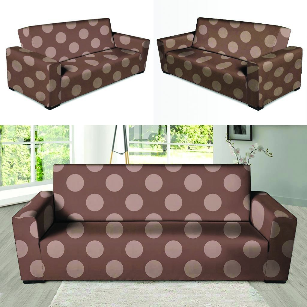 Brown And Tan Polka Dot Sofa Cover-grizzshop