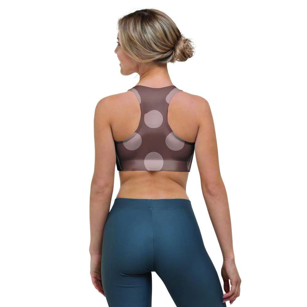 Brown And Tan Polka Dot Sports Bra-grizzshop