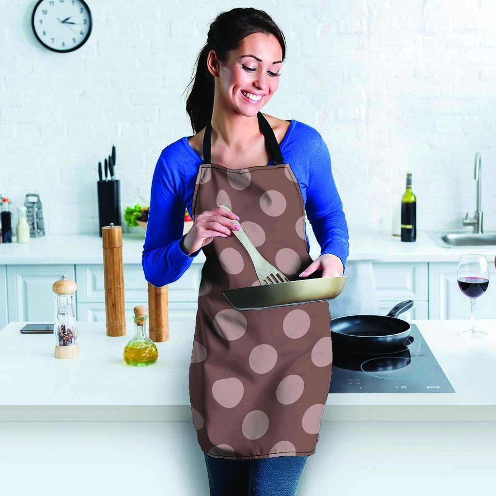 Brown And Tan Polka Dot Women's Apron-grizzshop