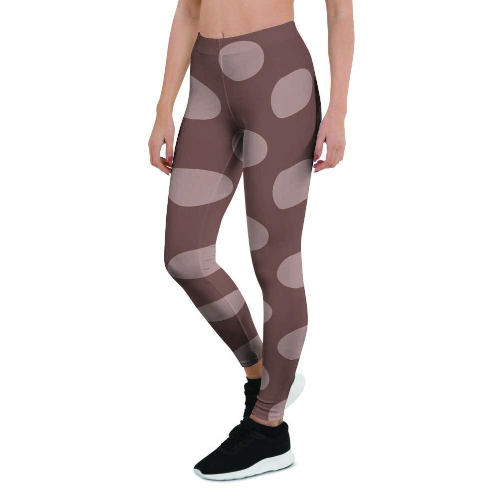 Brown And Tan Polka Dot Women's Leggings-grizzshop