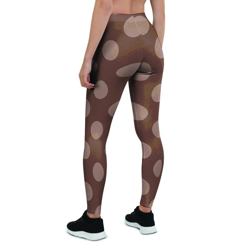 Brown And Tan Polka Dot Women's Leggings-grizzshop