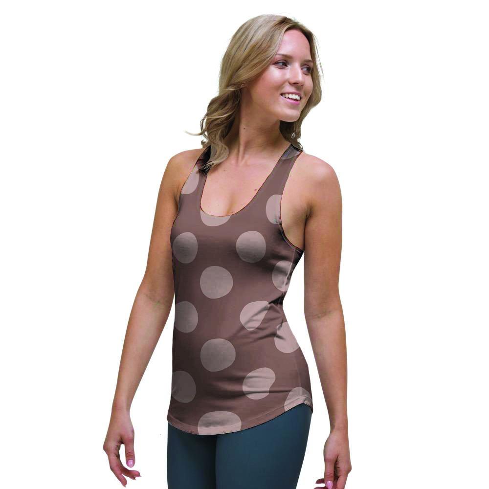Brown And Tan Polka Dot Women's Racerback Tank Top-grizzshop