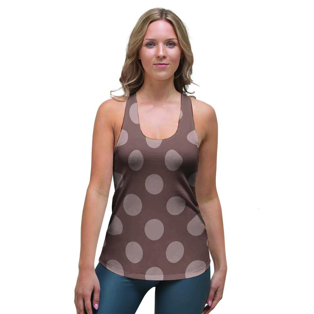 Brown And Tan Polka Dot Women's Racerback Tank Top-grizzshop