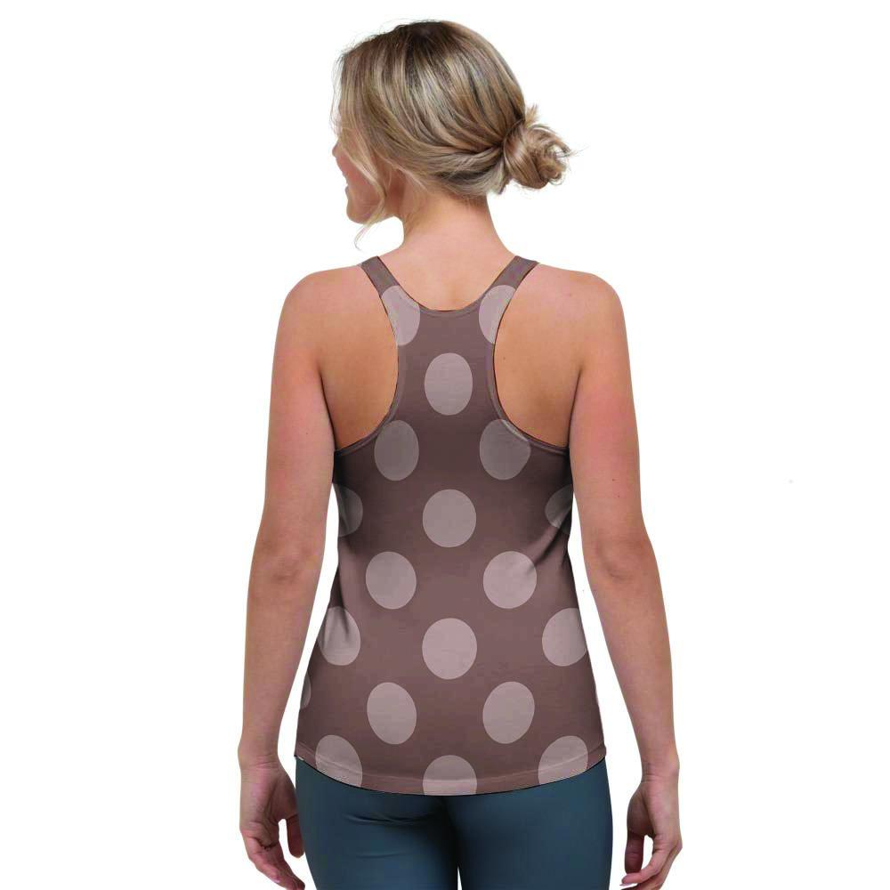 Brown And Tan Polka Dot Women's Racerback Tank Top-grizzshop