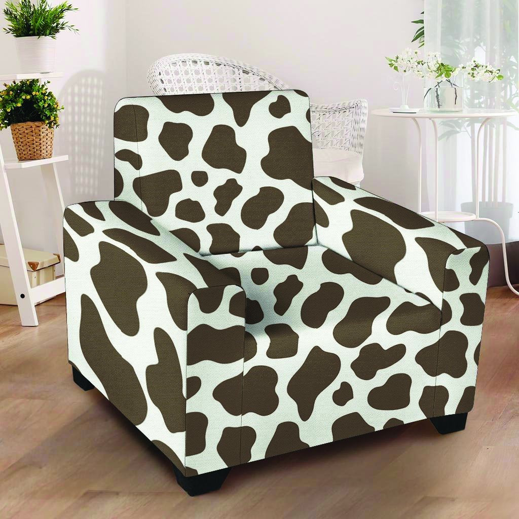 Brown And White Cow Print Armchair Cover-grizzshop