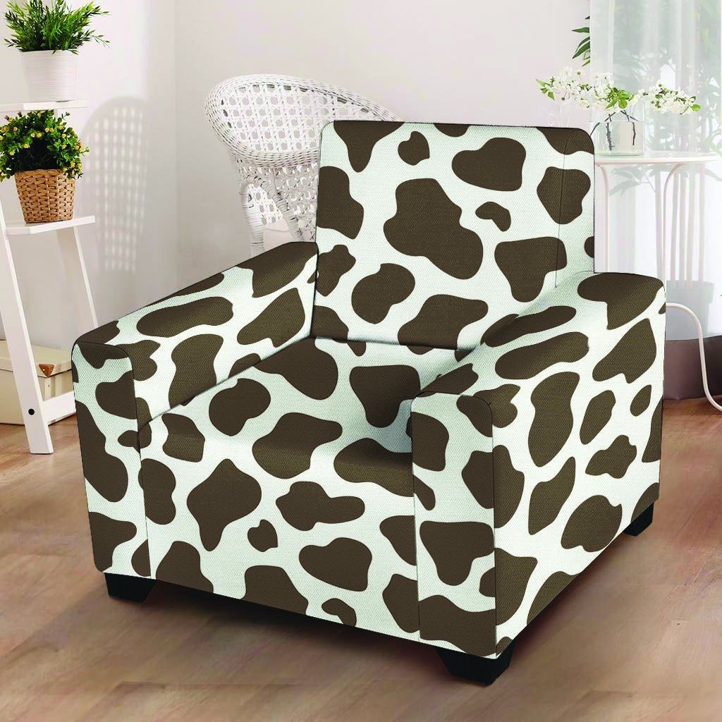 Brown And White Cow Print Armchair Cover-grizzshop