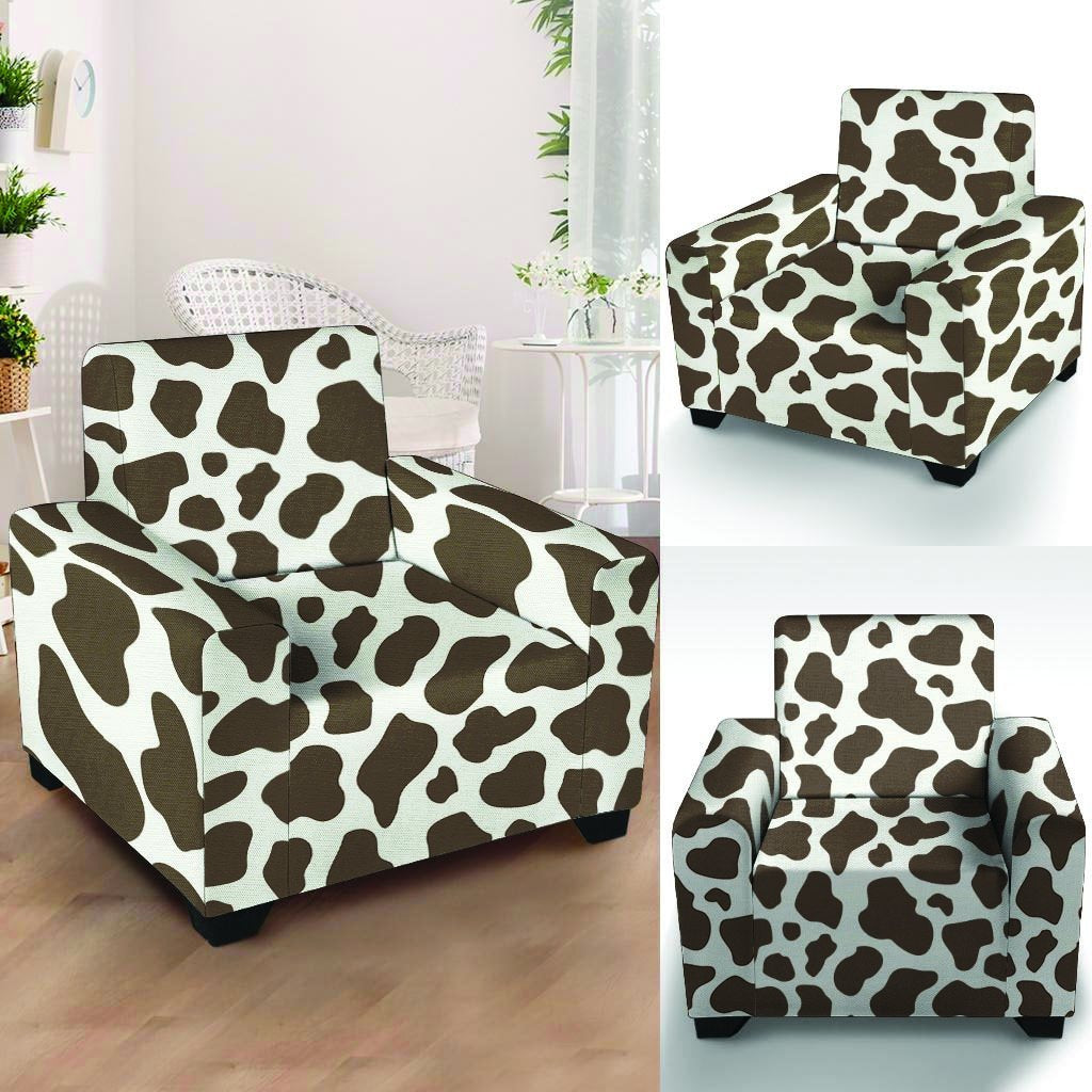 Brown And White Cow Print Armchair Cover-grizzshop