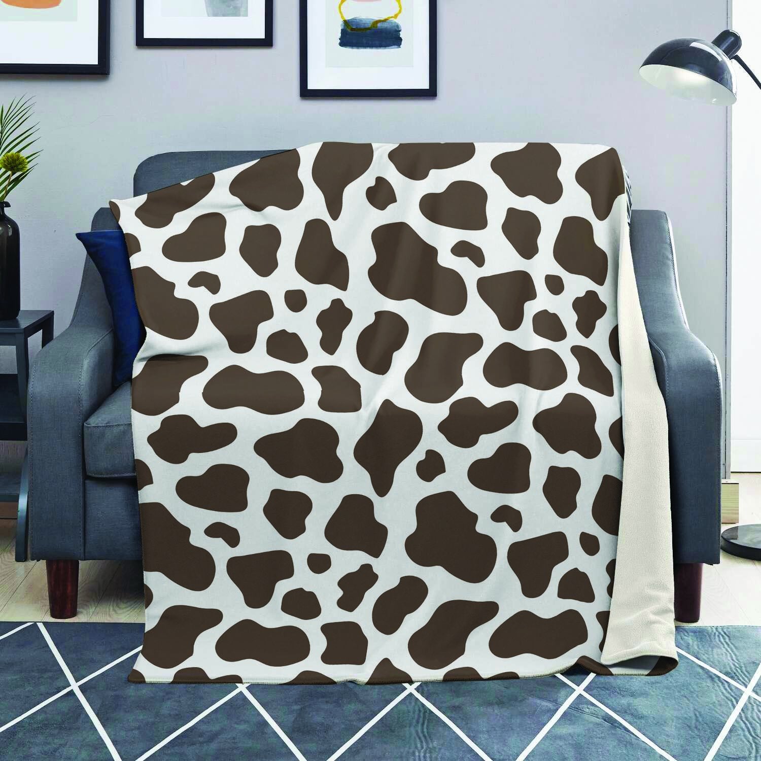 Brown And White Cow Print Blanket-grizzshop