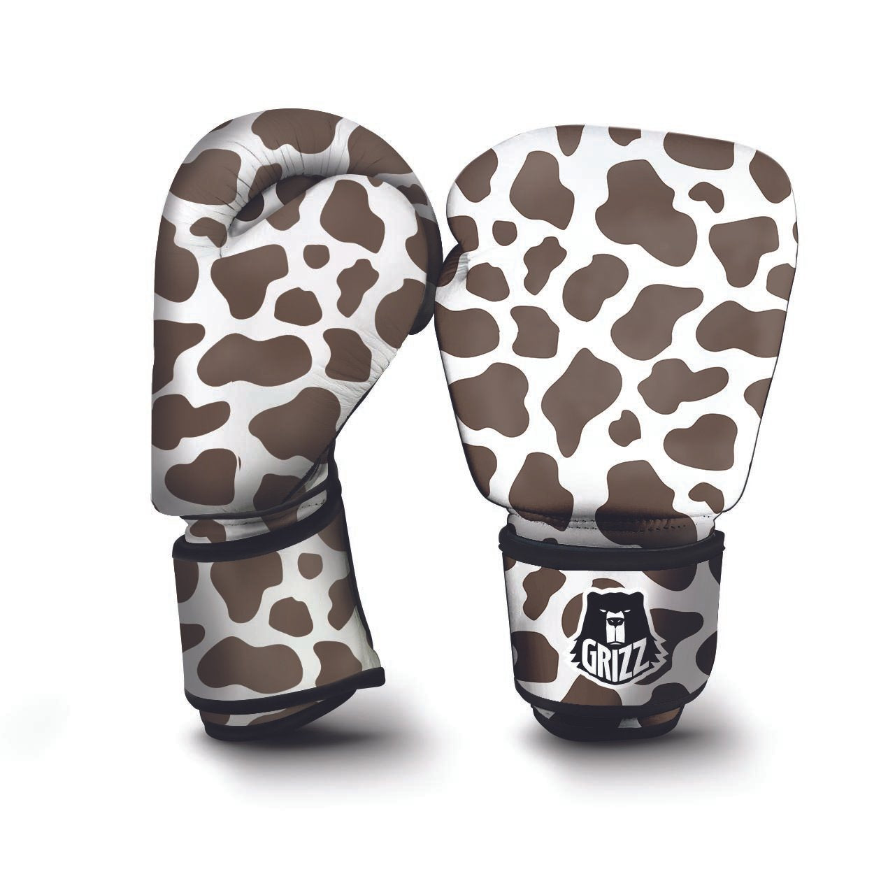 Brown And White Cow Print Boxing Gloves-grizzshop