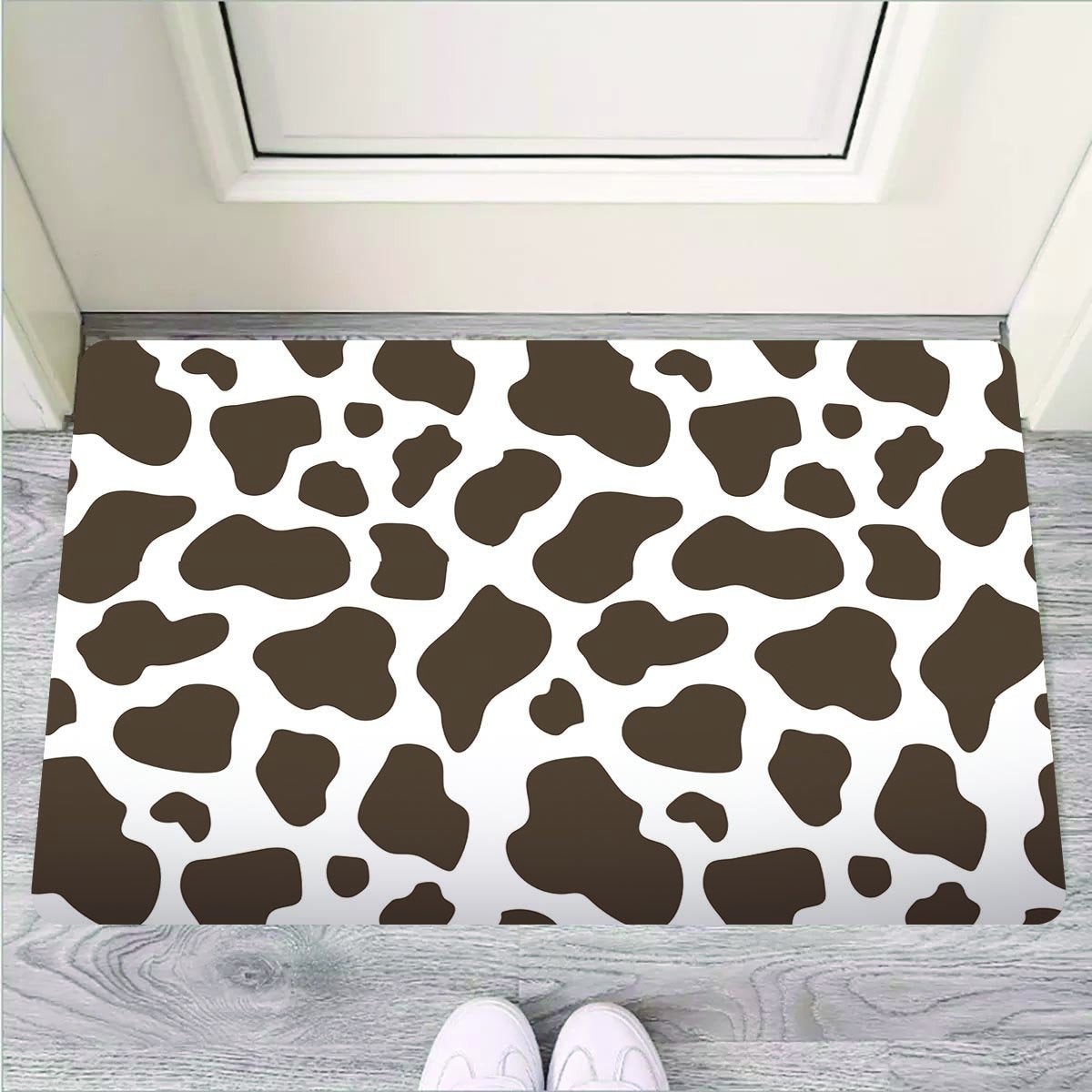 Brown And White Cow Print Door Mat-grizzshop