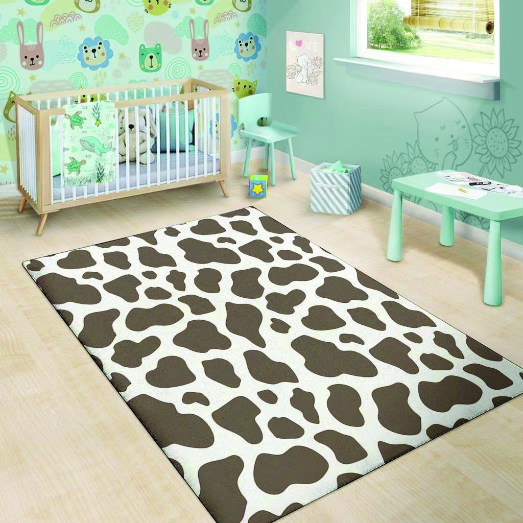 Brown And White Cow Print Floor Mat-grizzshop