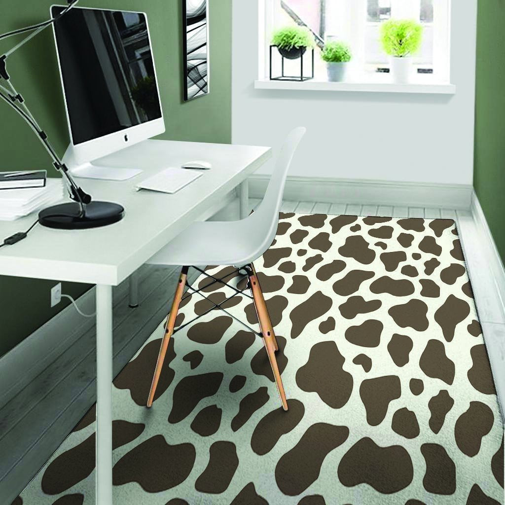 Brown And White Cow Print Floor Mat-grizzshop