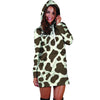 Brown And White Cow Print Hoodie Dress-grizzshop