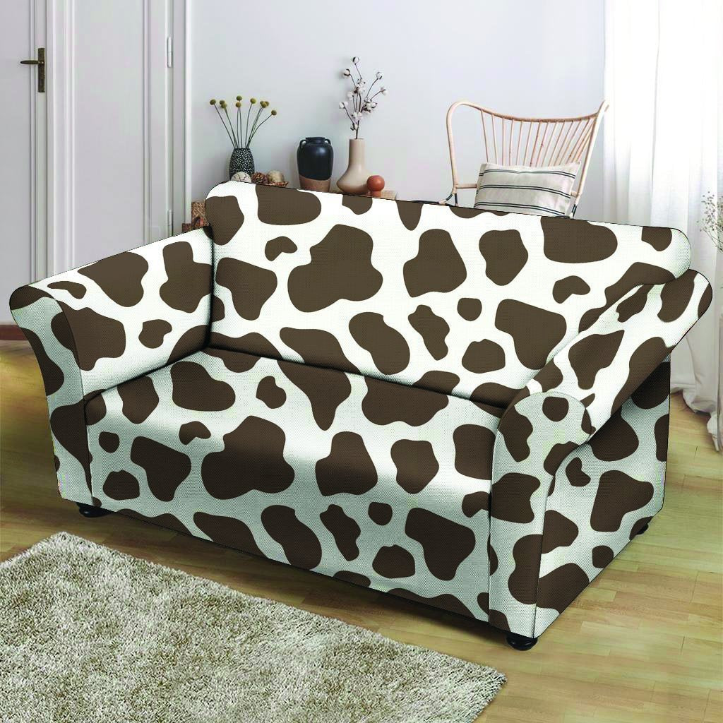 Brown And White Cow Print Loveseat Cover-grizzshop