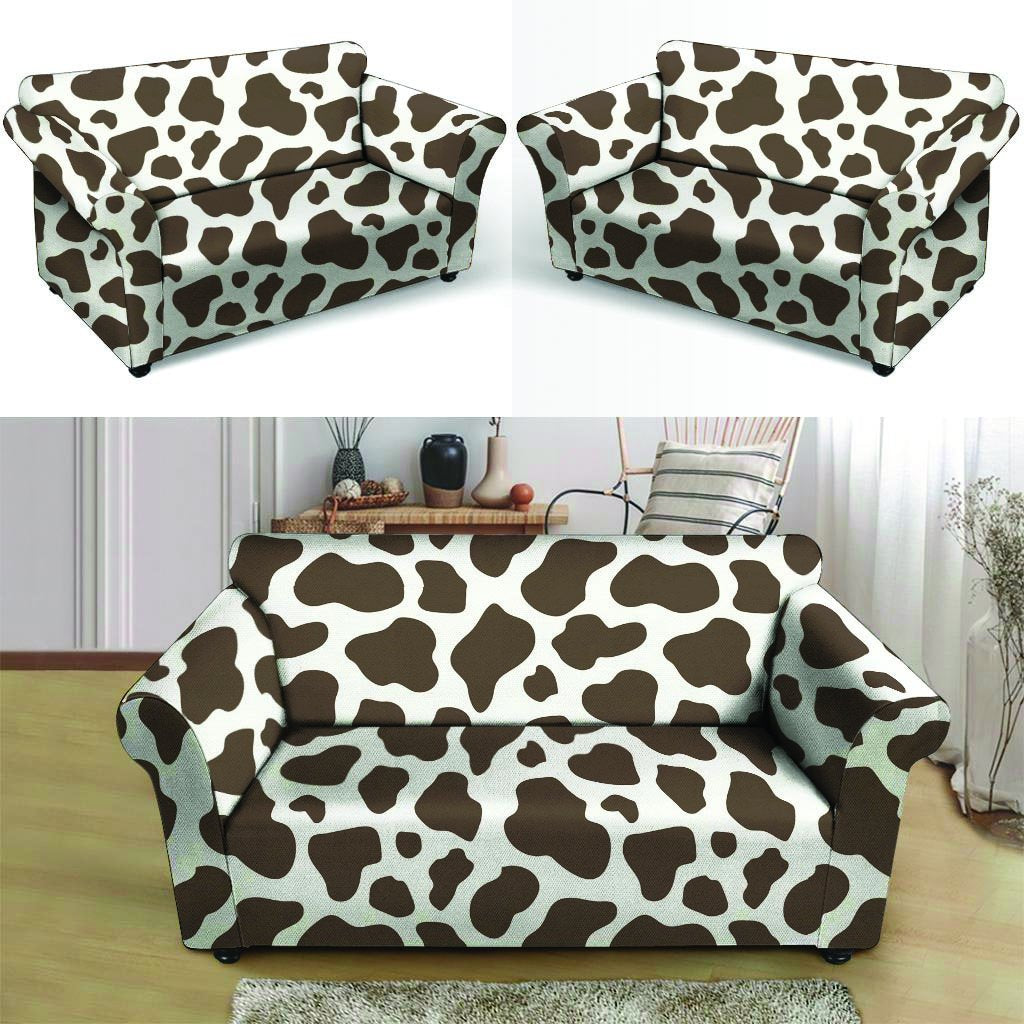 Brown And White Cow Print Loveseat Cover-grizzshop