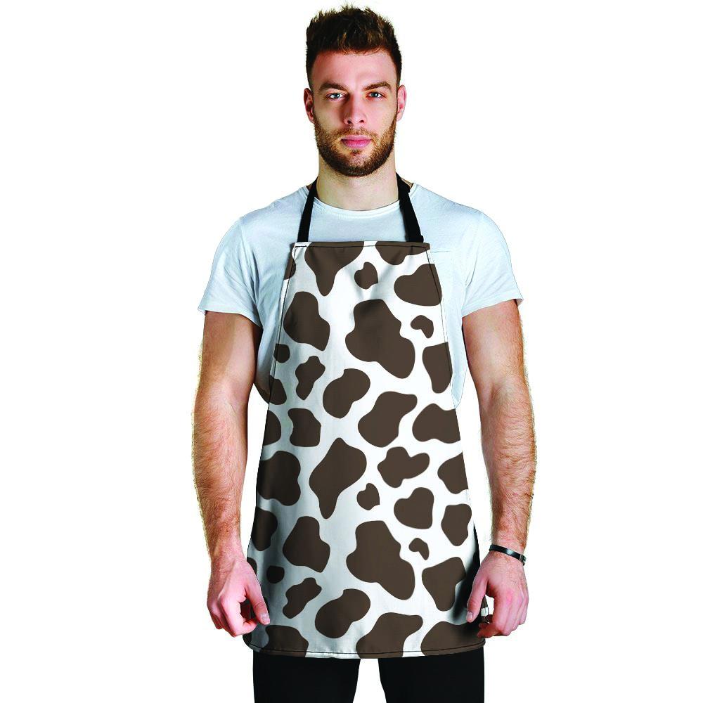 Brown And White Cow Print Men's Apron-grizzshop