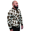 Brown And White Cow Print Men's Bomber Jacket-grizzshop