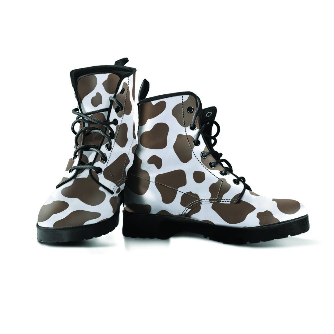 Brown And White Cow Print Men's Boots-grizzshop