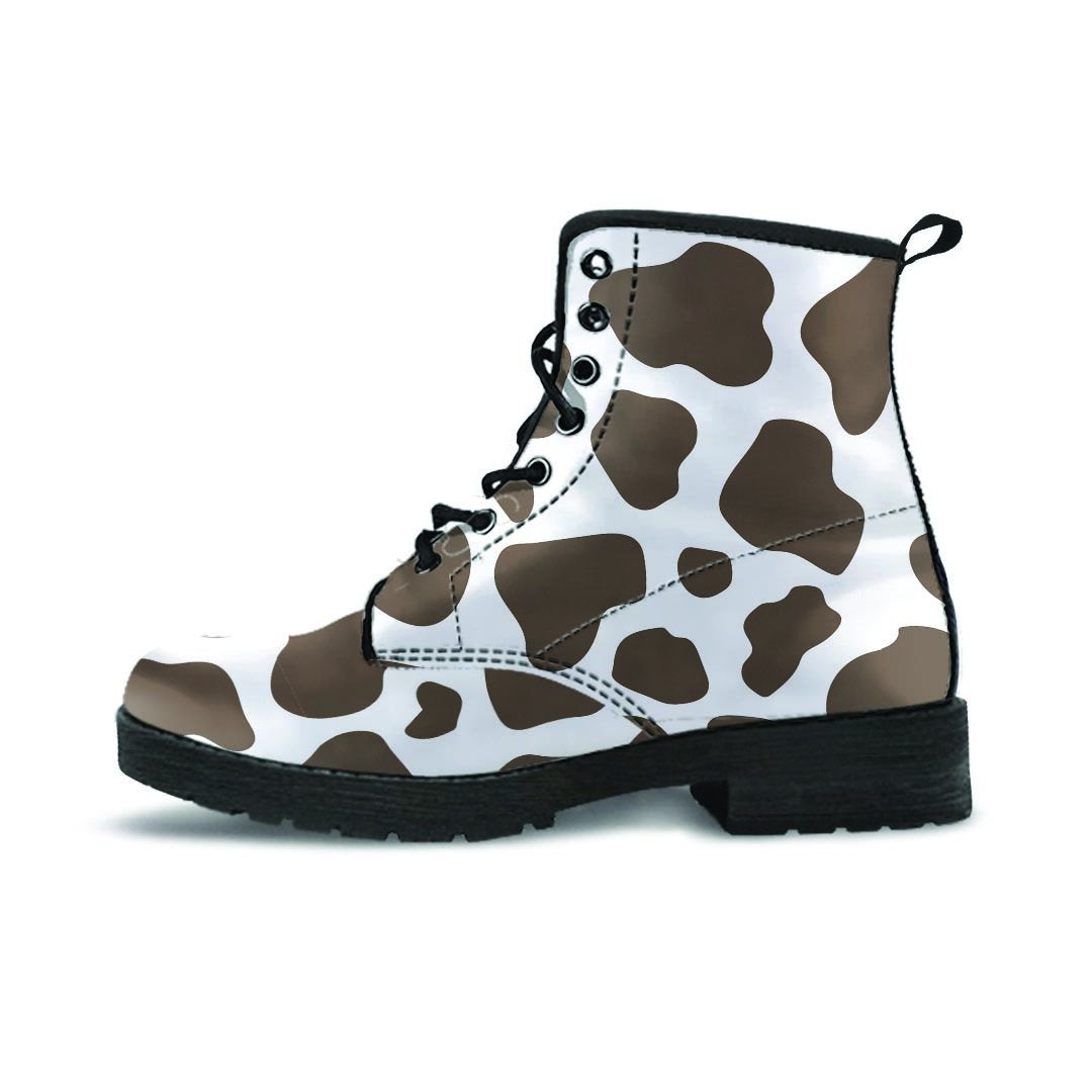 Brown And White Cow Print Men's Boots-grizzshop