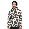 Brown And White Cow Print Men's Hoodie-grizzshop