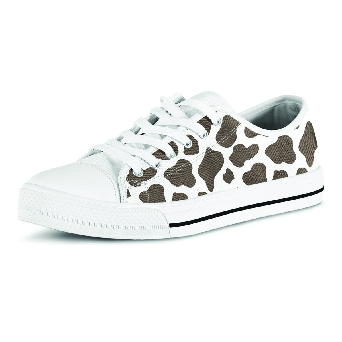 Brown And White Cow Print Men's Low Top Shoes-grizzshop