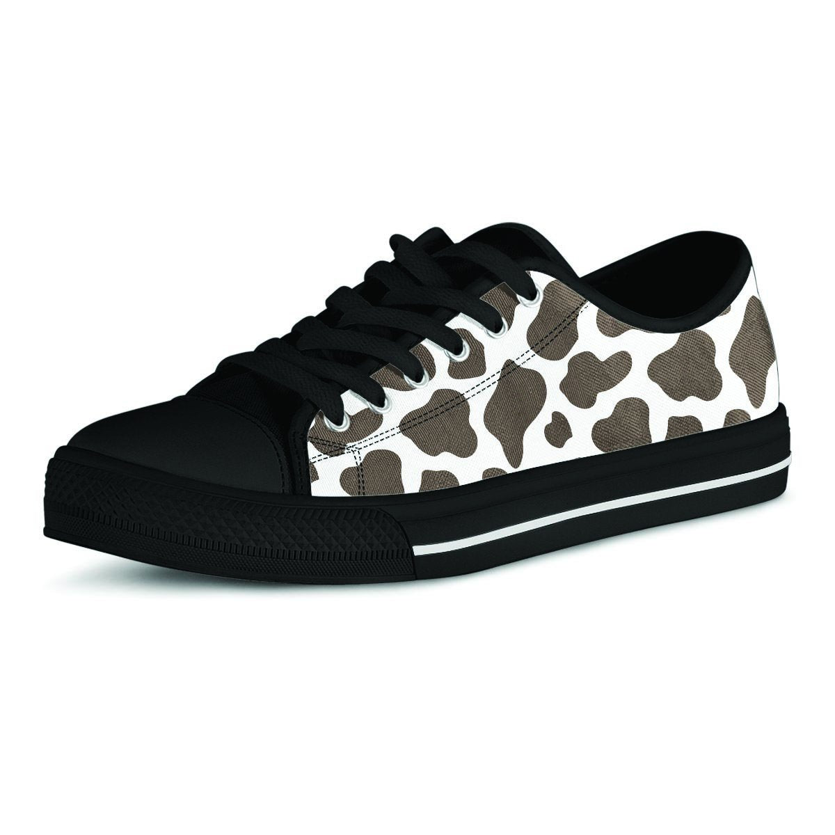 Brown And White Cow Print Men's Low Top Shoes-grizzshop