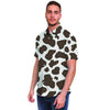 Brown And White Cow Print Men's Short Sleeve Shirt-grizzshop