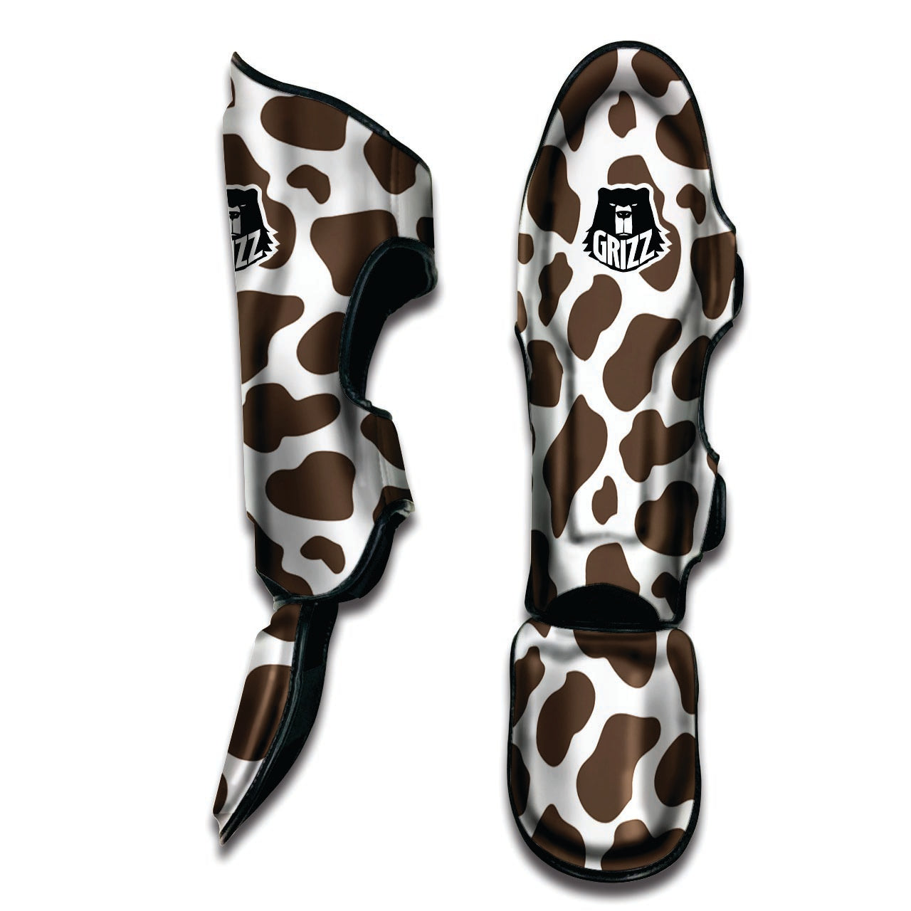 Brown And White Cow Print Muay Thai Shin Guard-grizzshop