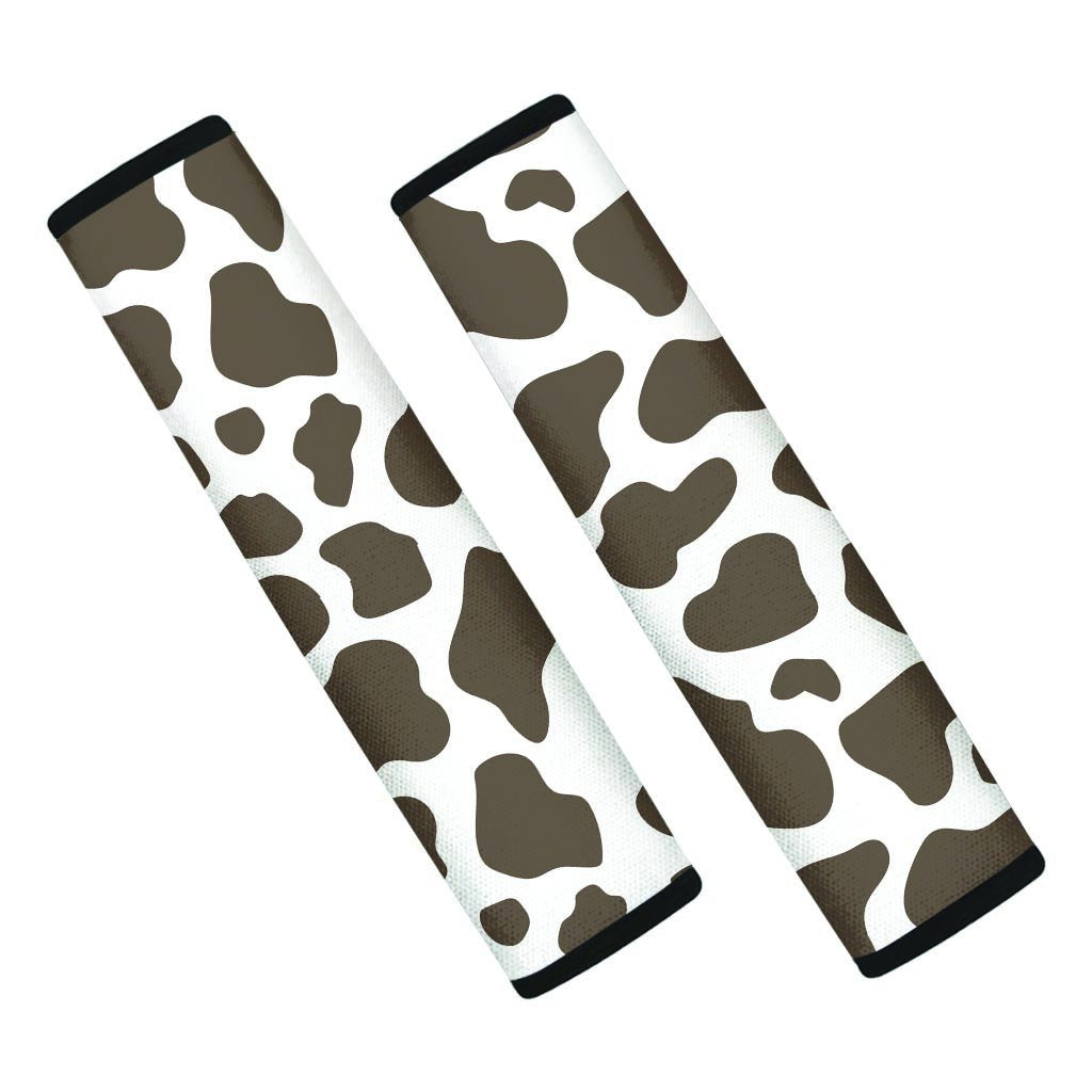 Brown And White Cow Print Seat Belt Cover-grizzshop