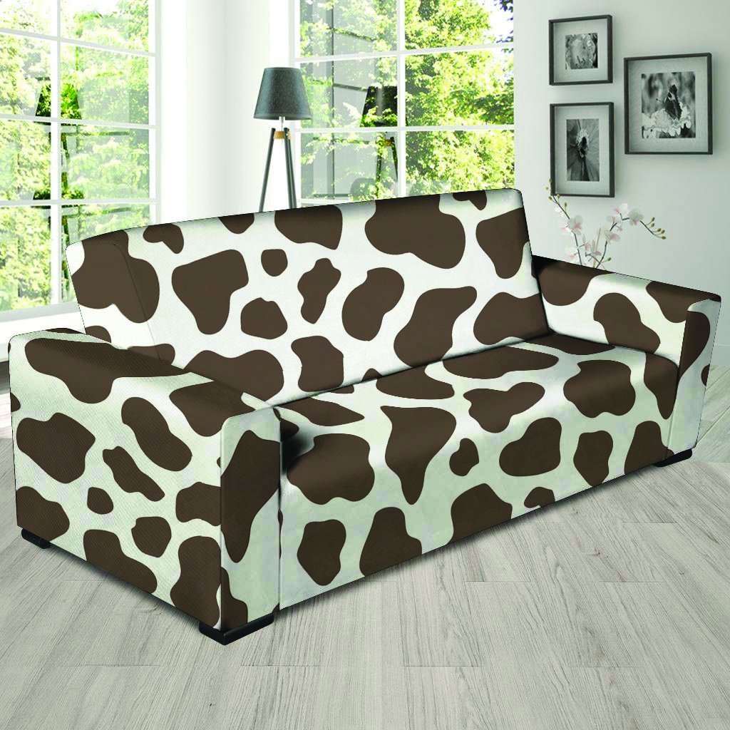 Brown And White Cow Print Sofa Cover-grizzshop