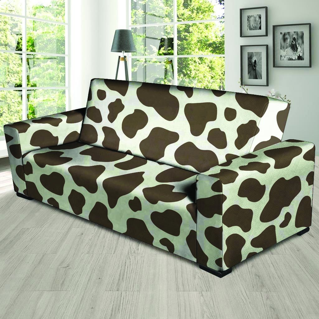 Brown And White Cow Print Sofa Cover-grizzshop