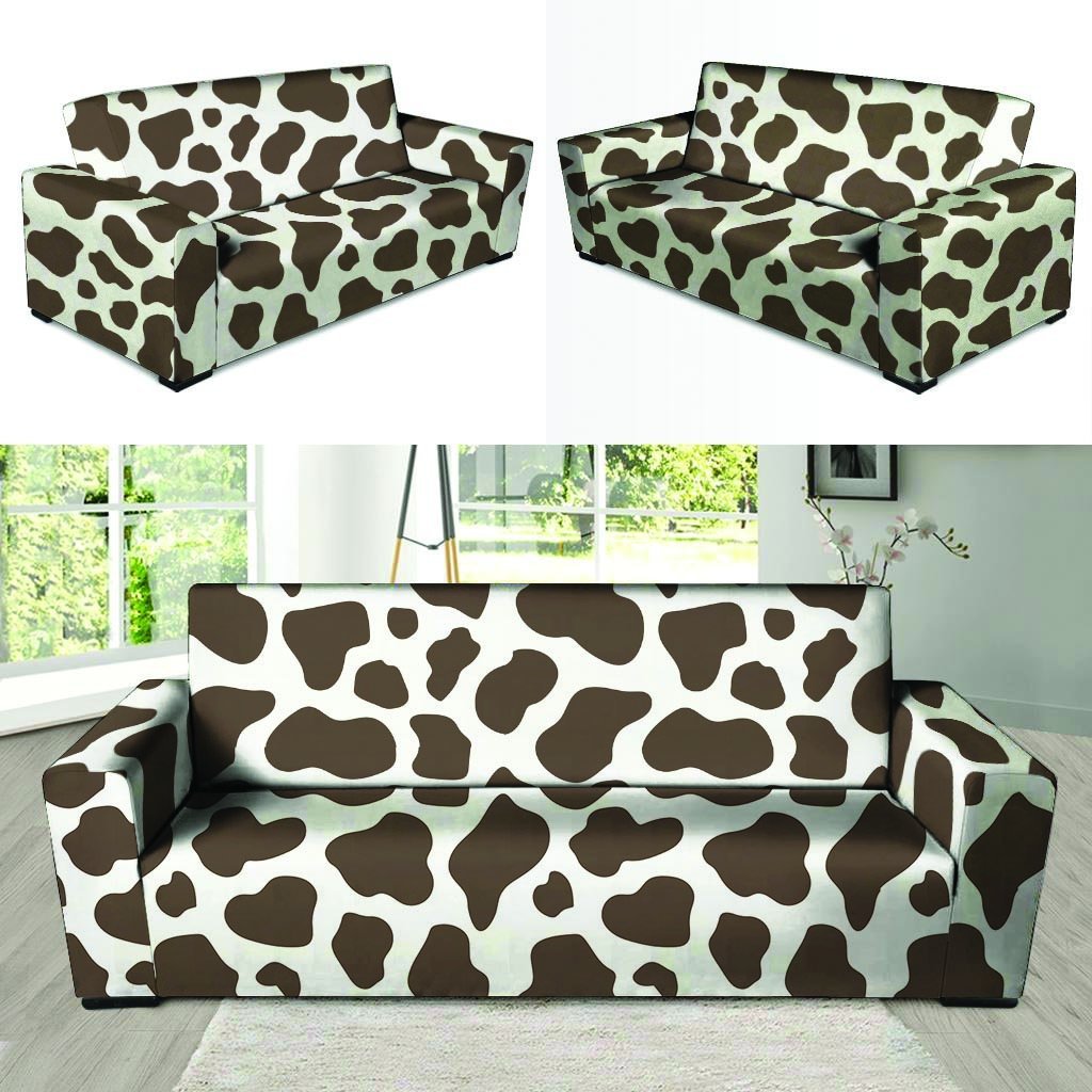 Brown And White Cow Print Sofa Cover-grizzshop