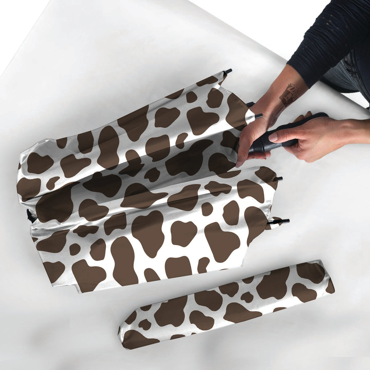 Brown And White Cow Print Umbrella-grizzshop