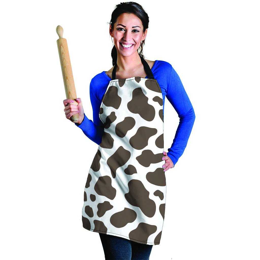 Brown And White Cow Print Women's Apron-grizzshop