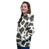 Brown And White Cow Print Women's Hoodie-grizzshop