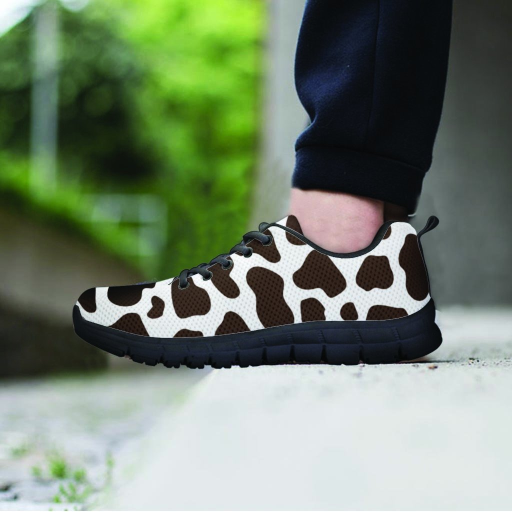 Brown And White Cow Print Women's Sneakers-grizzshop