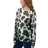 Brown And White Cow Print Women's Sweatshirt-grizzshop