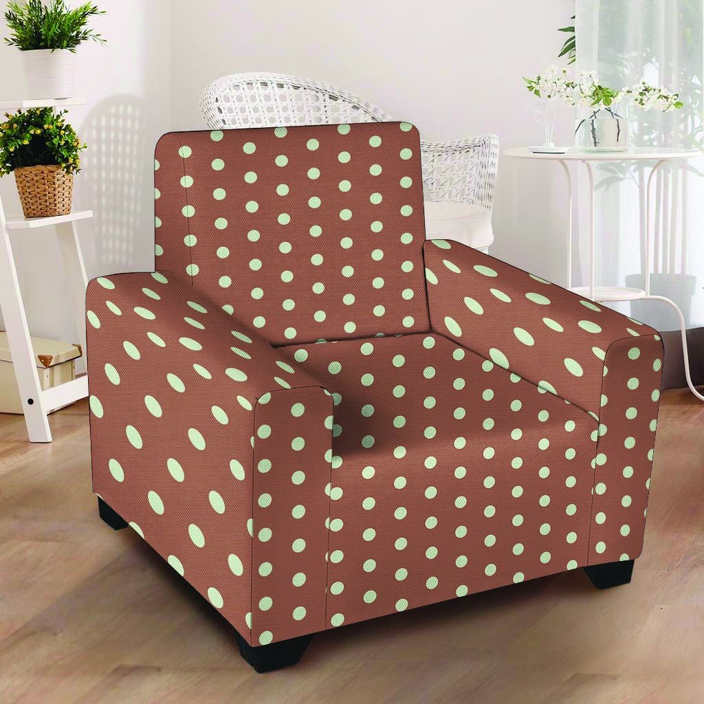 Brown And White Polka Dot Armchair Cover-grizzshop