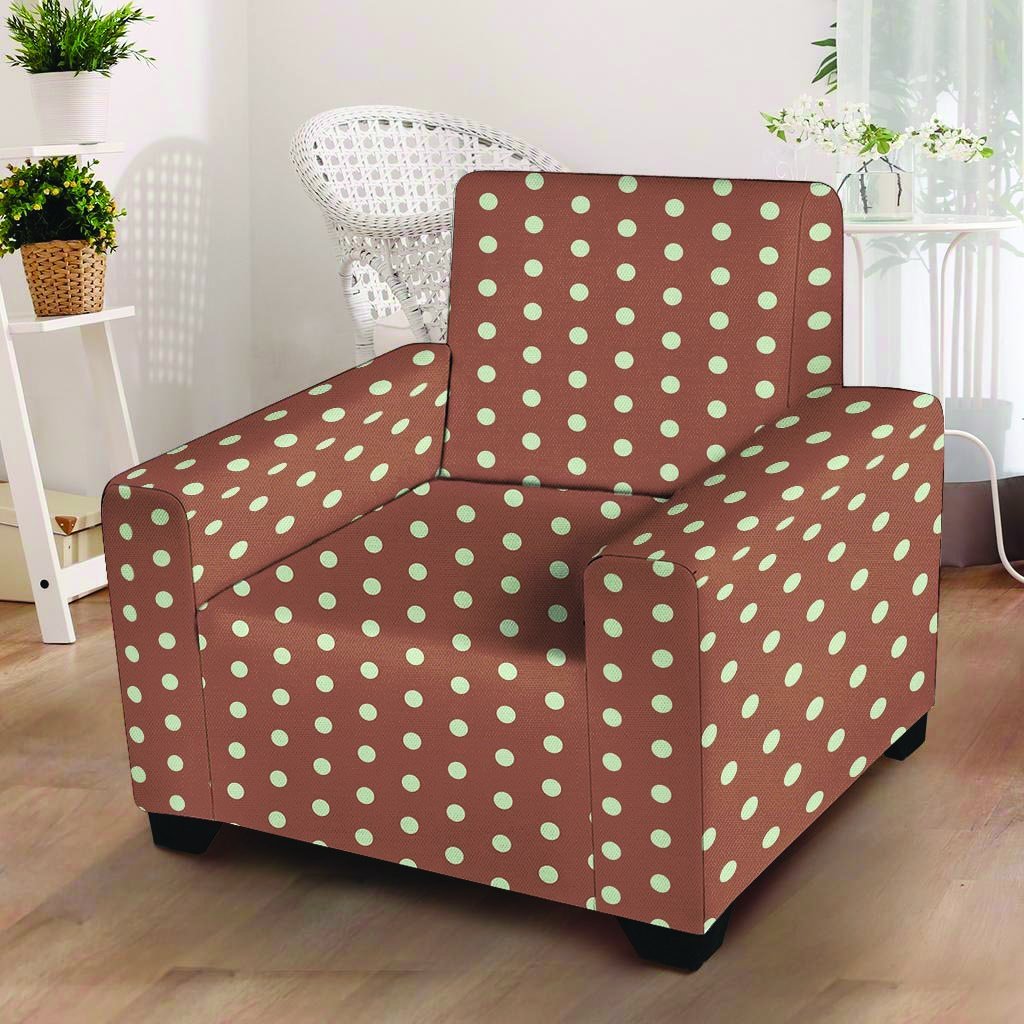 Brown And White Polka Dot Armchair Cover-grizzshop