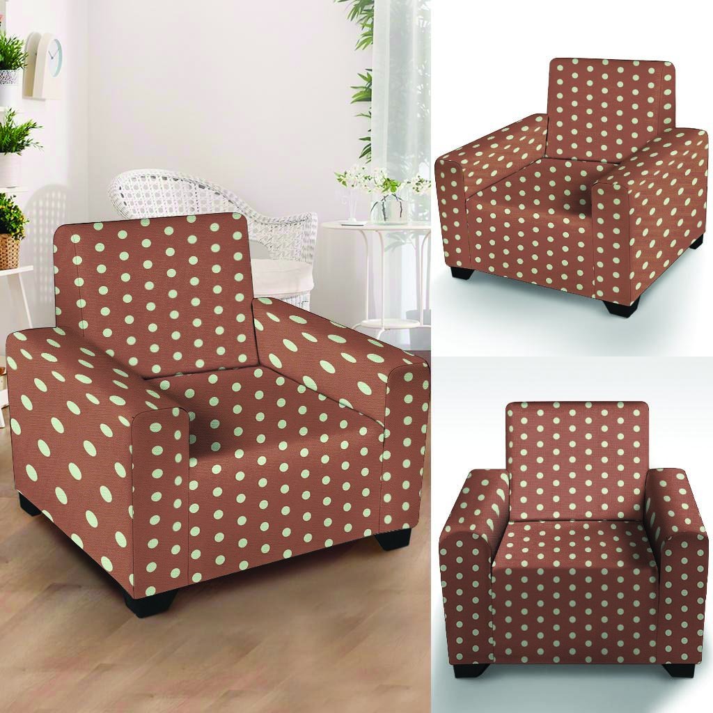 Brown And White Polka Dot Armchair Cover-grizzshop