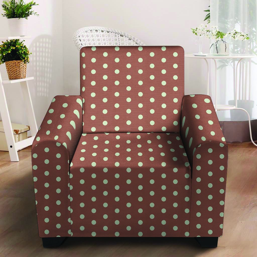 Brown And White Polka Dot Armchair Cover-grizzshop