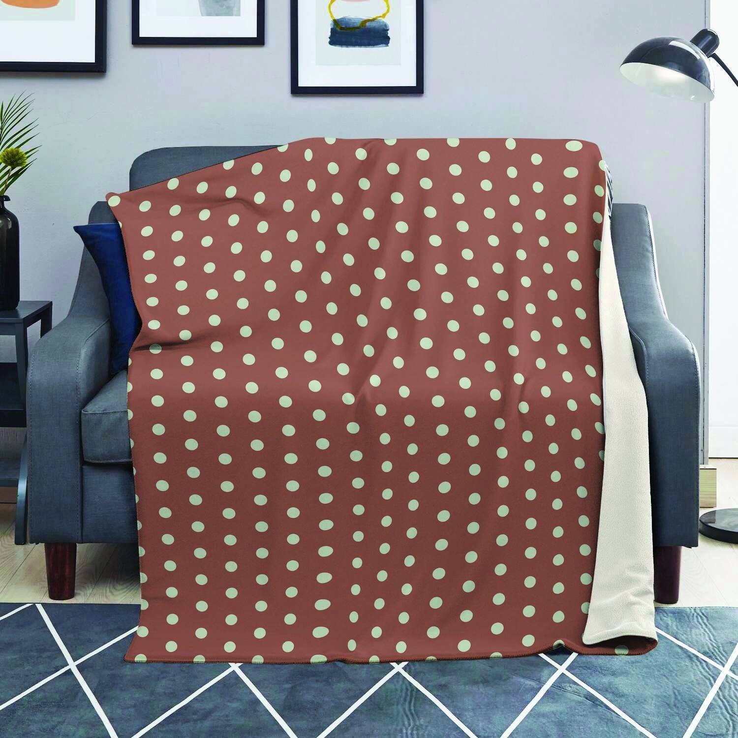 Brown And White Polka Dot Blanket-grizzshop