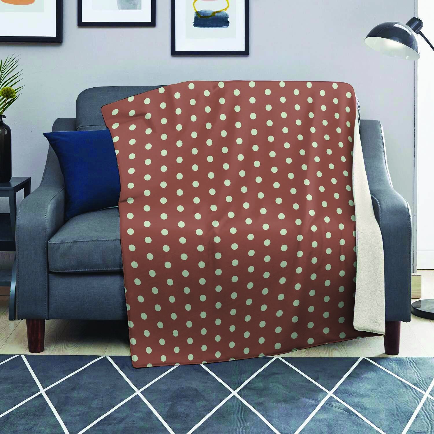 Brown And White Polka Dot Blanket-grizzshop