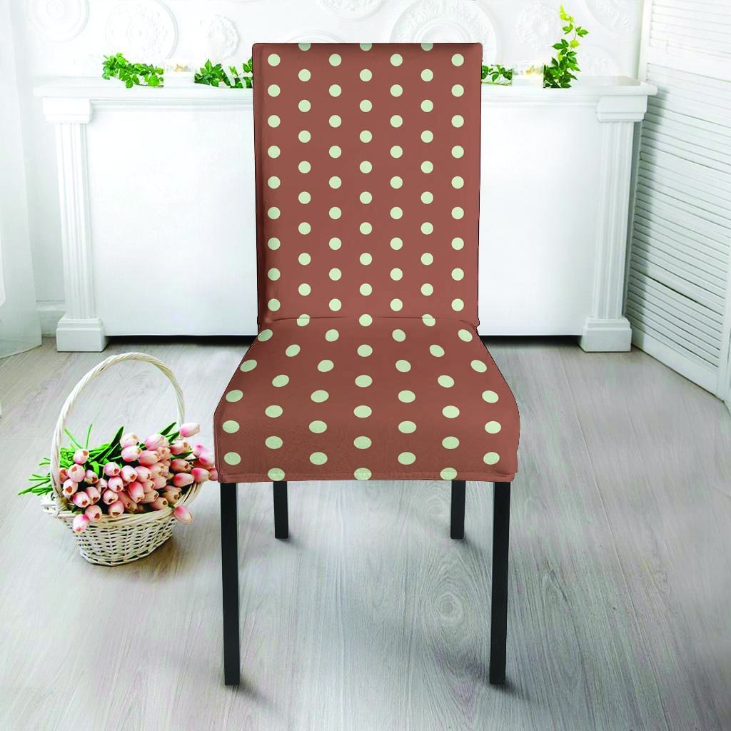 Brown And White Polka Dot Chair Cover-grizzshop