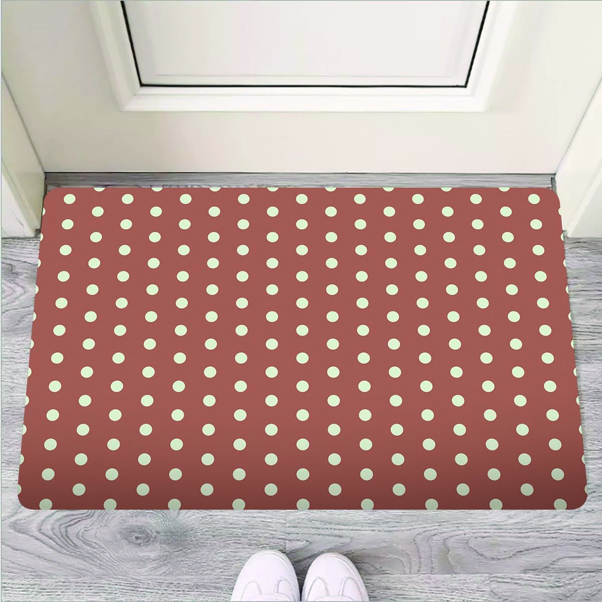 Brown And White Polka Dot Door Mat-grizzshop