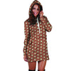 Brown And White Polka Dot Hoodie Dress-grizzshop