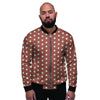 Brown And White Polka Dot Men's Bomber Jacket-grizzshop