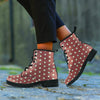 Brown And White Polka Dot Men's Boots-grizzshop